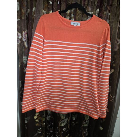 Pura Cashmere Striped Sweater Size Medium - Picture 5 of 12